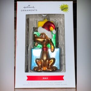 Cute 🥰 GRINCH * MAX WITH PRESENTS * BLOWN GLASS Hallmark DR SEUSS  Ornament